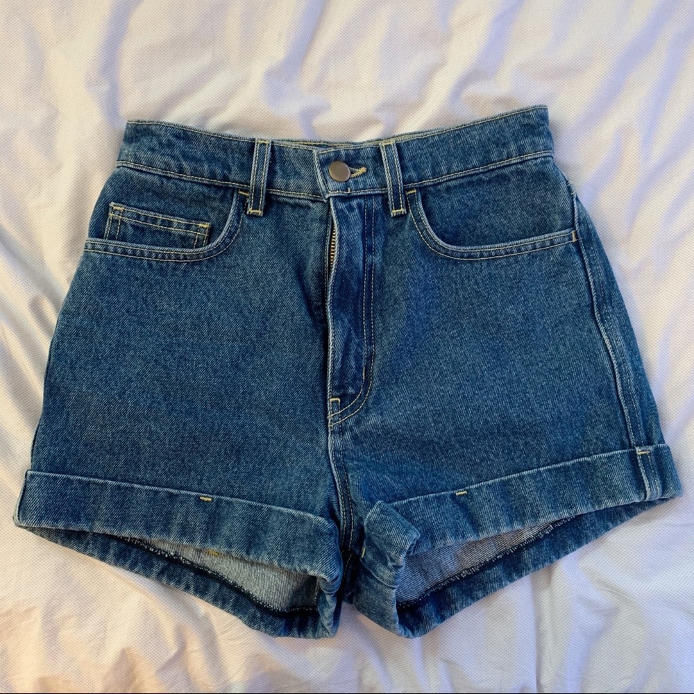 American Apparel Denim High-Waist Cuff Short